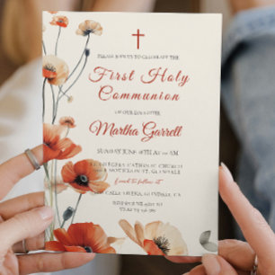 Puppy Flowers Blommigt Dotter First Heliga Communi Inbjudningar