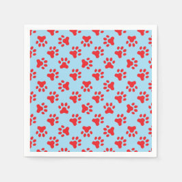 Puppy födelsedagsfest napkins blue Red tass avtryc Pappersservett