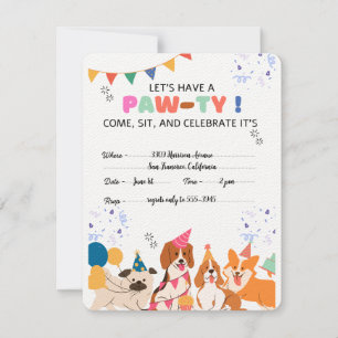 Puppy Födelsedagsfest Puppy Tass-ty-inbjudningar OSA Kort
