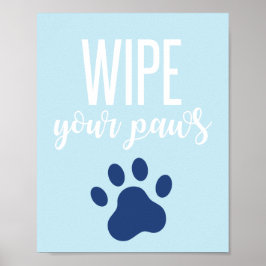 Puppy Födelsedagsfest-signatur Torka av tassar blå Poster