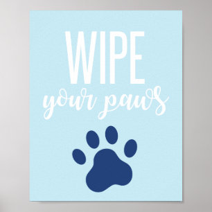 Puppy Födelsedagsfest-signatur Torka av tassar blå Poster