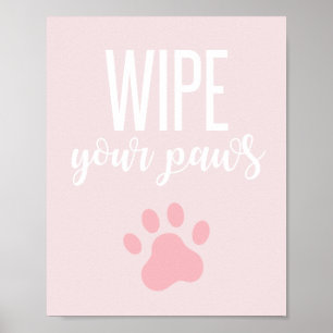 Puppy Födelsedagsfest-signering Rensa tassar rosa Poster