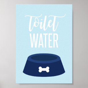 Puppy Födelsedagsfest-skylt Toilet Vatten blue Poster