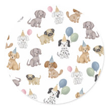 Puppy Födelsedagsfest Stickers