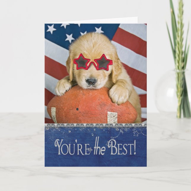 Puppy för Fars dag-golden Reparant Kort (Framsida)