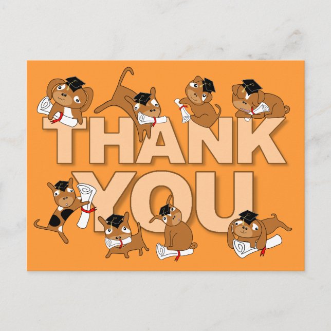 Puppy för vykort för studenten Tack (Framsida)