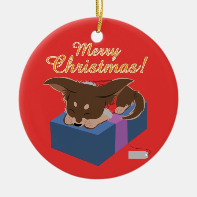 Puppy-förekomst Julgransprydnad Keramik (Framsidan)