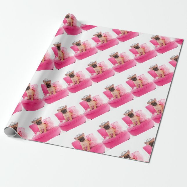 Puppy french bulldog disguised presentpapper (Utrullad)