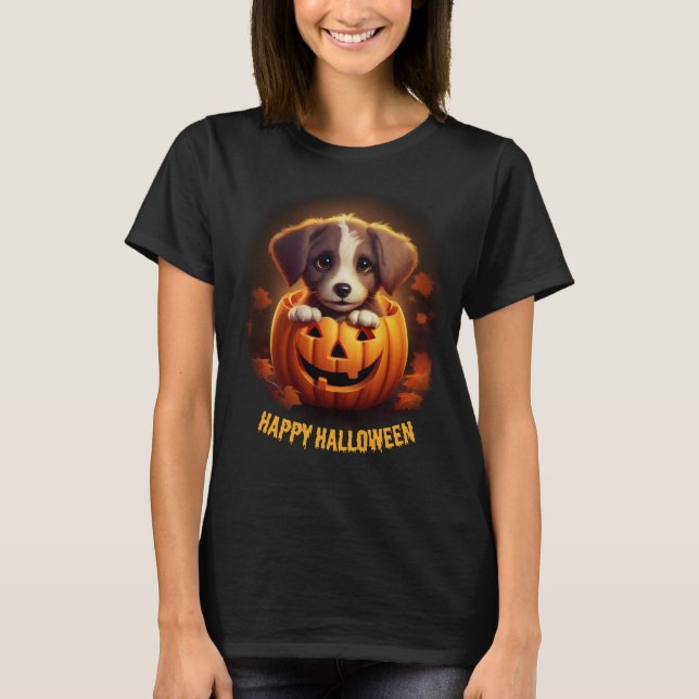 Puppy Halloween T Shirt (Framsida)