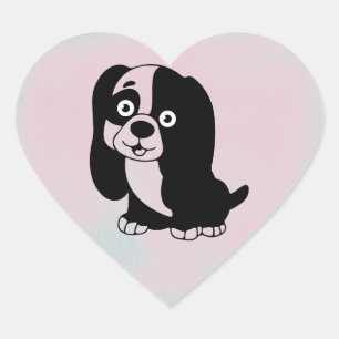 Puppy Heart Sticker Hjärtformat Klistermärke