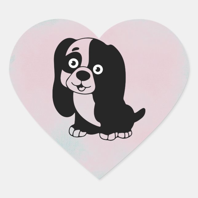 Puppy Heart Sticker Hjärtformat Klistermärke (Framsida)