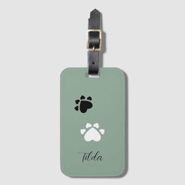 Puppy Heart Tass Monogramme Bagagebricka (Framsida vertikal)