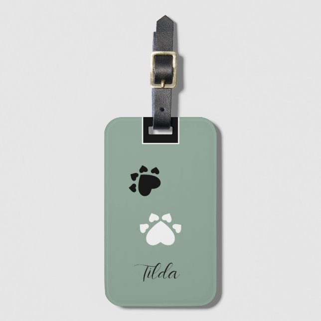 Puppy Heart Tass Monogramme Bagagebricka (Framsida vertikal)