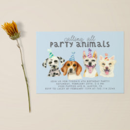 Puppy Hund Animals Birthday Inbjudningar