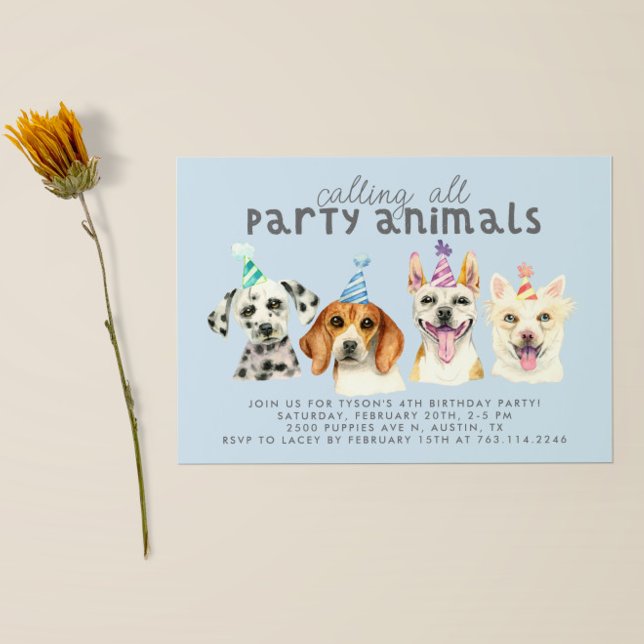 Puppy Hund Animals Birthday Inbjudningar (Skapare uppladdad)