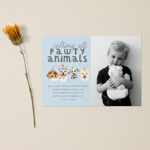 Puppy Hund Animals Birthday Photo Inbjudningar