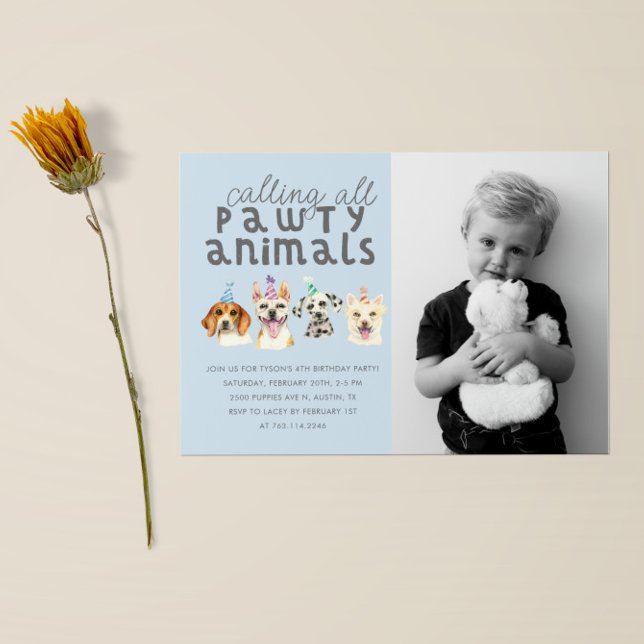 Puppy Hund Animals Birthday Photo Inbjudningar (Skapare uppladdad)