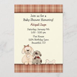 Puppy Hund Baby Shower-inbjudan för pojkar Inbjudningar