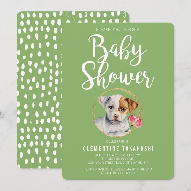 Puppy Hund Baby Shower Inbjudningar (Fram/baksida)