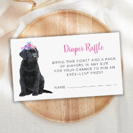 Puppy Hund Baby Shower Rosa Girl Diaper Raffle Tilläggskort