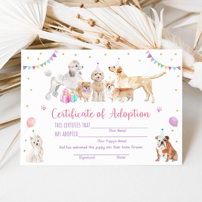 Puppy Hund Birthday Anta ett hundintyg Inbjudningar (Skapare uppladdad)