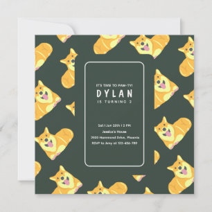 Puppy Hund Birthday bjudande Square Party Pawty Inbjudningar