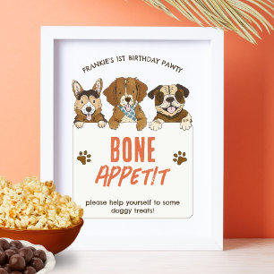 Puppy Hund Birthday Food Bord Bone Appetit Sign Poster
