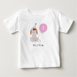 Puppy Hund Birthday Girl   Lägg till Namn T Shirt