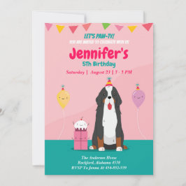 Puppy Hund Birthday Rosa bjudande, redigerbar Inbjudningar
