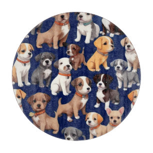 Puppy-Hund, blå Mönster-design