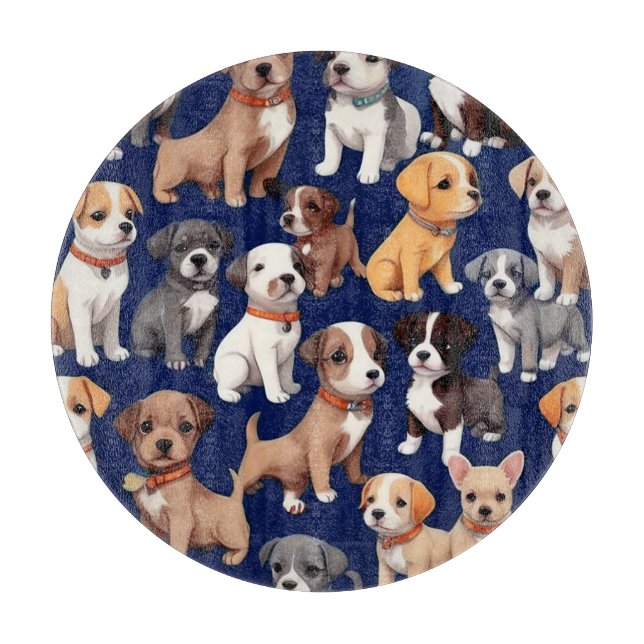 Puppy-Hund, blå Mönster-design (Framsidan)