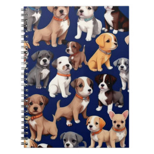 Puppy-Hund, blå Mönster-design Anteckningsbok