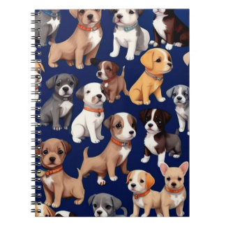Puppy-Hund, blå Mönster-design Anteckningsbok