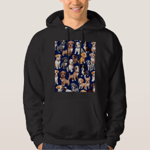 Puppy-Hund, blå Mönster-design Hoodie