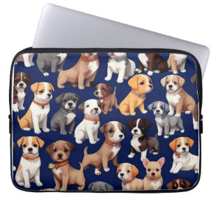 Puppy-Hund, blå Mönster-design Laptop Fodral