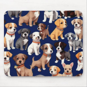 Puppy-Hund, blå Mönster-design Musmatta