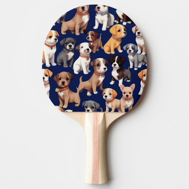 Puppy-Hund, blå Mönster-design Pingisracket (Framsidan)