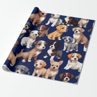 Puppy-Hund, blå Mönster-design Presentpapper