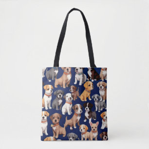 Puppy-Hund, blå Mönster-design Tygkasse