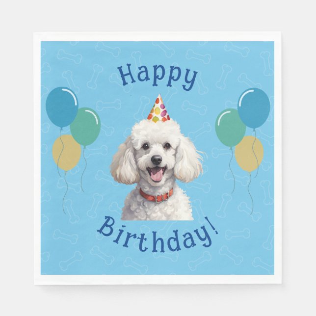 Puppy Hund Blue Birthday Tass-ty Pappersservett (Framsidan)