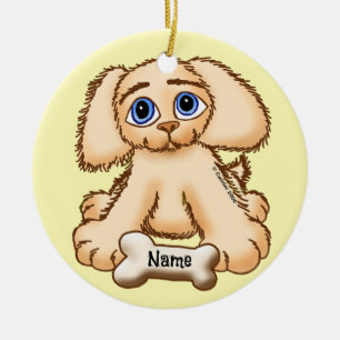 Puppy Hund Bone Julgransprydnad Keramik