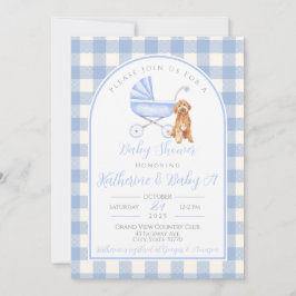 Puppy Hund Boy Baby Shower Gingham-inbjudan Inbjudningar