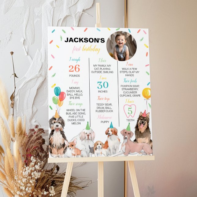 Puppy Hund Boy Birthday Milestone-skylt Poster (Skapare uppladdad)