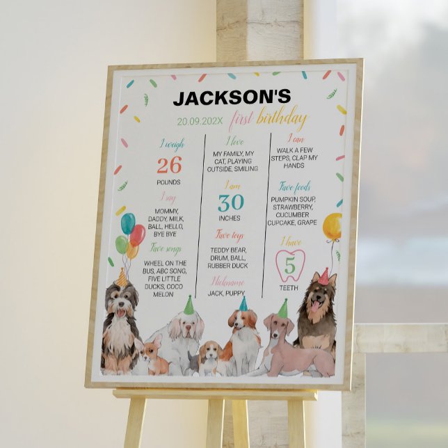 Puppy Hund Boy Birthday Milestone-skylt Poster (Skapare uppladdad)