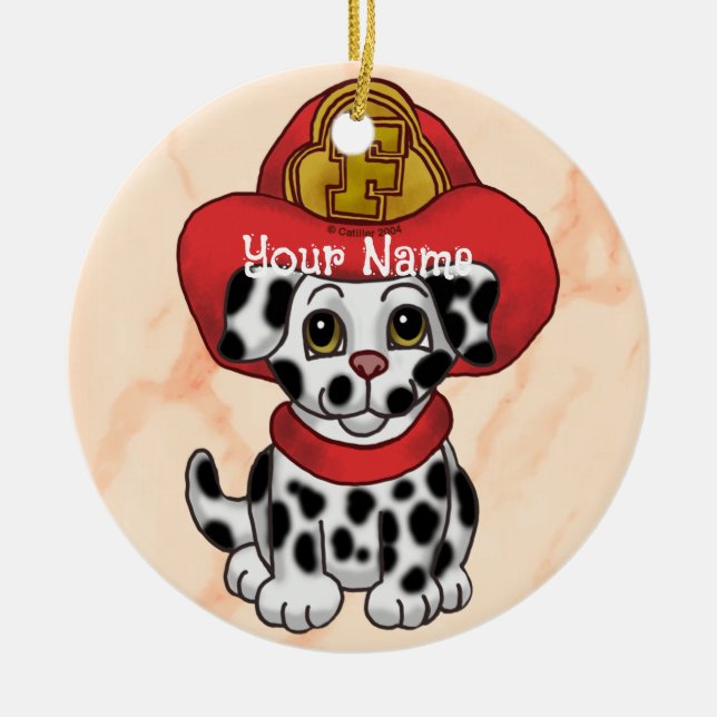 Puppy hund brandman ornament (Framsidan)