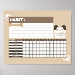 Puppy Hund design Habit Tracker Poster