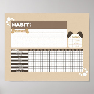 Puppy Hund design Habit Tracker Poster