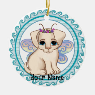 Puppy Hund Fairy Julgransprydnad Keramik
