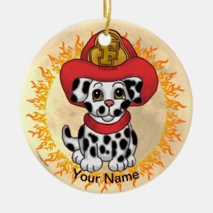 Puppy Hund Firefighter Julgransprydnad Keramik