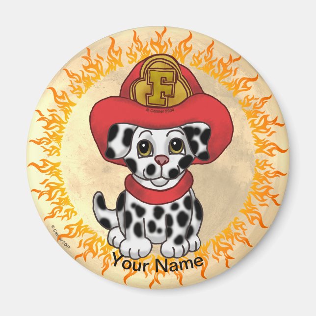 Puppy Hund Firefighter Magnet (Framsidan)